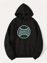 Los Angeles Baseball Print Hoodie for Men