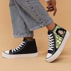 Anime Girl Pattern Lightweight High Top Canvas Sneakers