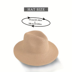 Vintage Sun Hat Straw Women Beach Fedora Cap