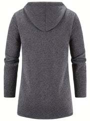 Men's Mid-Length Hooded Fleece Coat - Solid Zip-Up Cardigan