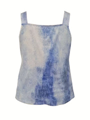 Tie Dye Tank Top Square Neck Medium Stretch Cami