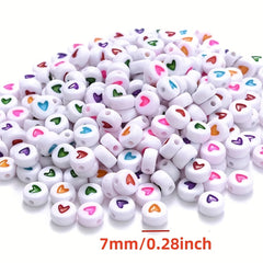150pcs 7mm Heart Acrylic Spacer Beads Love Bracelet Necklace Making Jewelry Diy