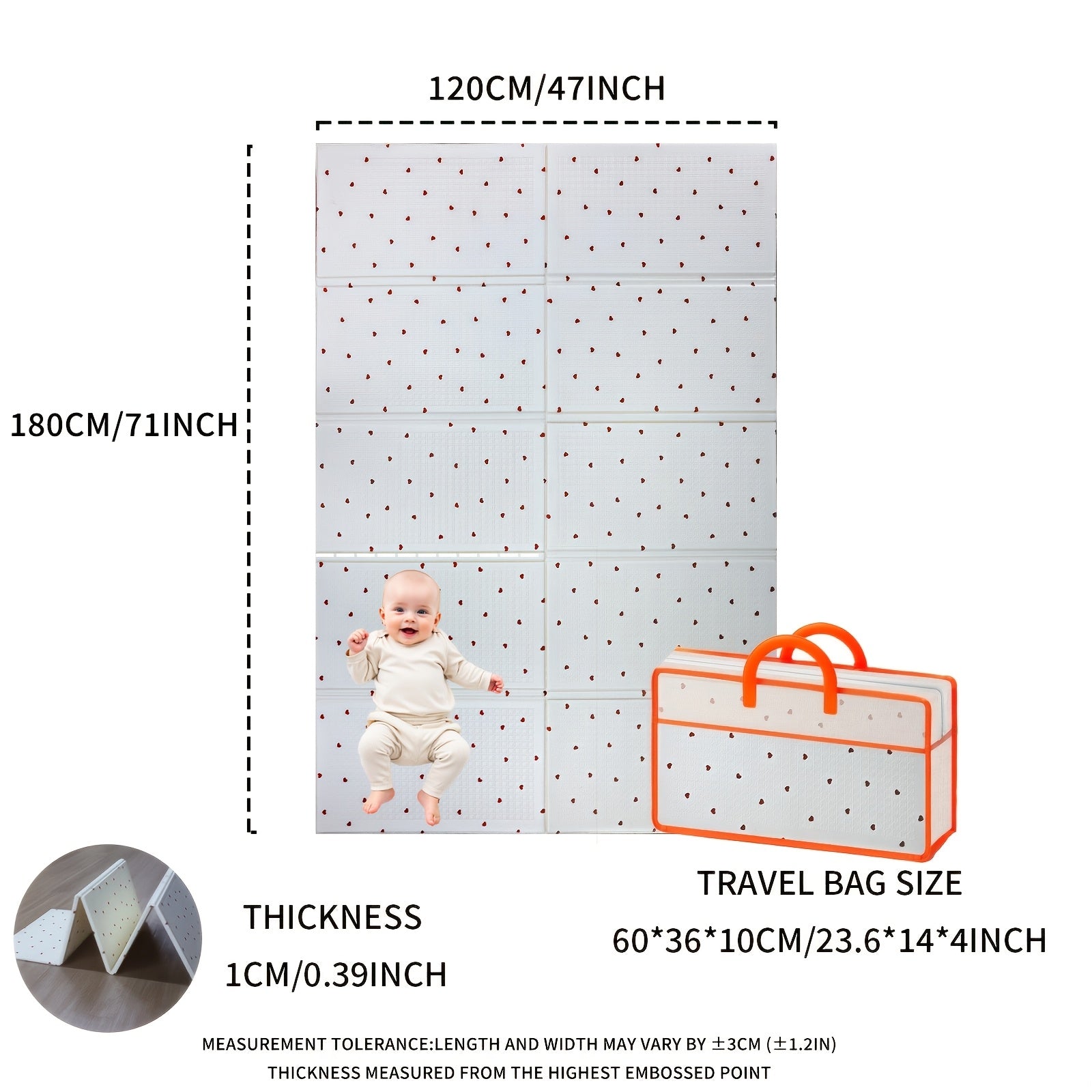 Waterproof Kids Play Mat Easy Clean PE Surface Portable