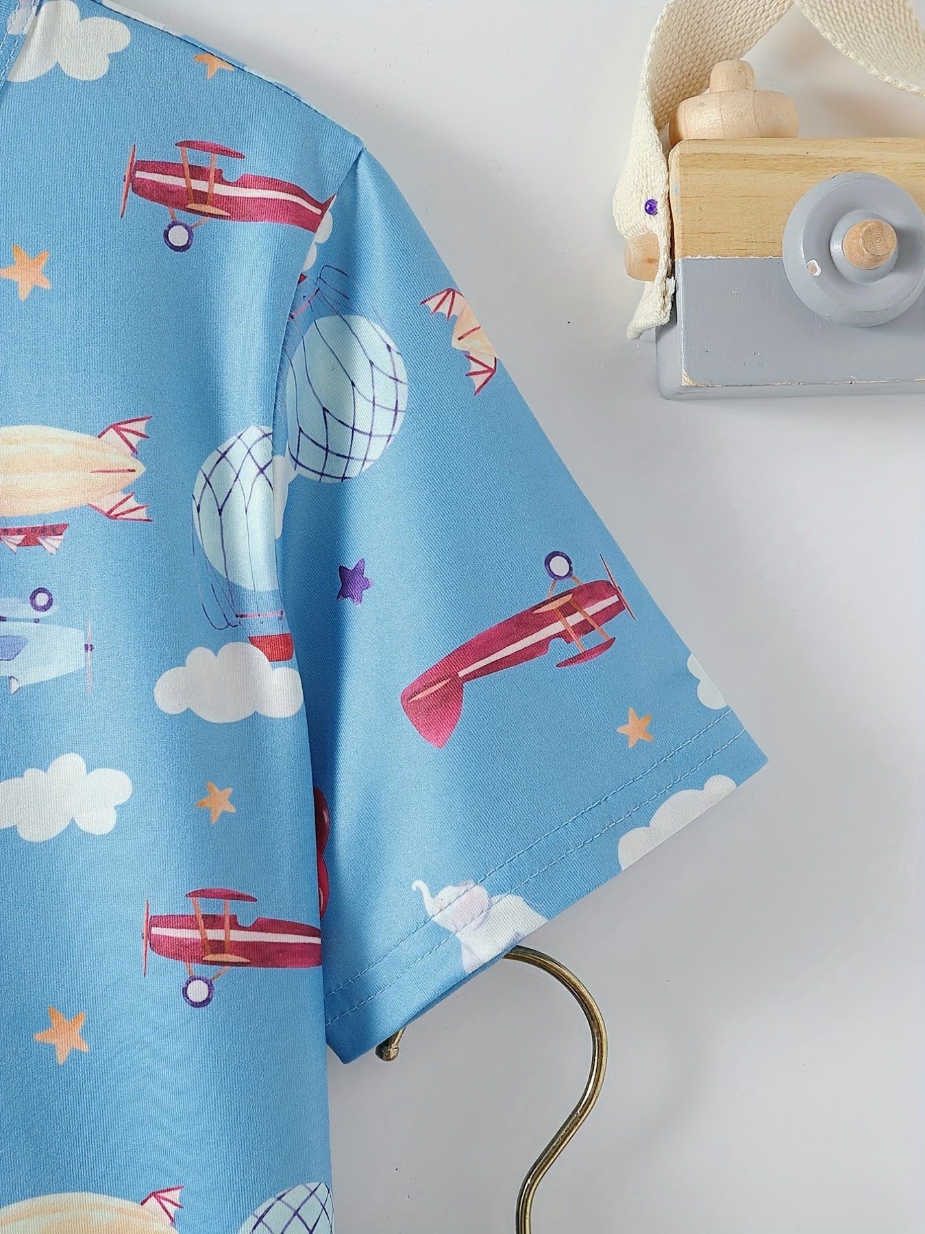 Boys Flying Elephant Airplane Pajamas Set Short Sleeve Homewear