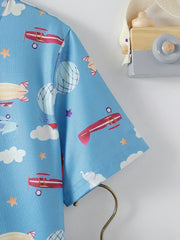 Boys Flying Elephant Airplane Pajamas Set Short Sleeve Homewear