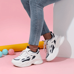 Women's Mesh Chunky Sneakers Lace Up Platform Shoes