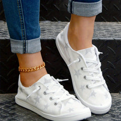 Star Pattern Skate Shoes Lace Up Lightweight Running Shoes Women's