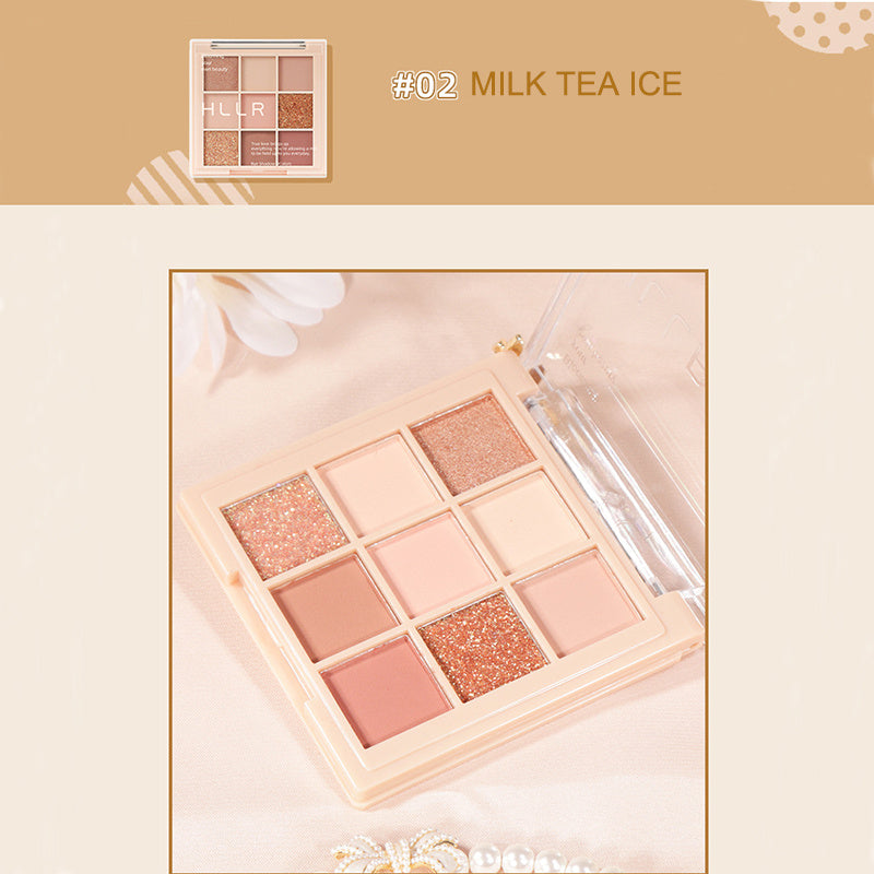 9 Shade Earth Tone Eyeshadow Palette Matte & Sequins Finish