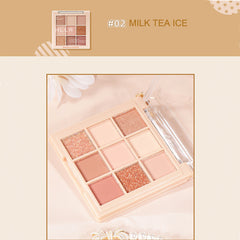 9 Shade Earth Tone Eyeshadow Palette Matte & Sequins Finish