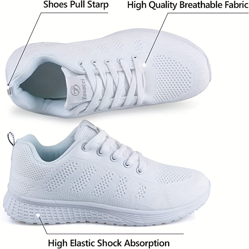 Women's Breathable Lace Up Knit Sports Shoes