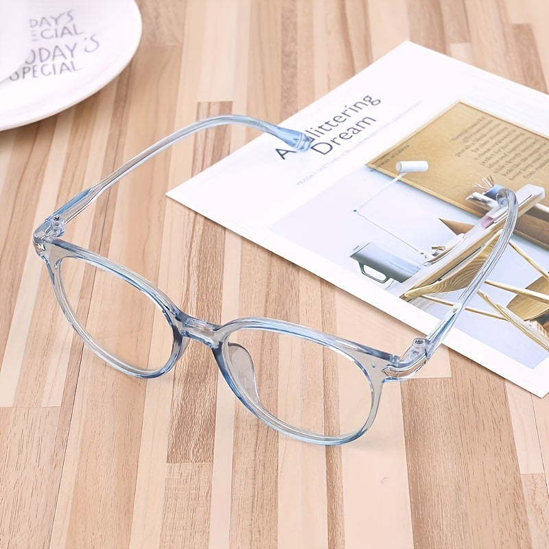 Men's Round Frame Reading Glasses Anti Light Casual Eyeglasses