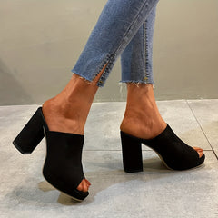 Women's Block Heeled Sandals Comfy Open Toe Slip On Shoes