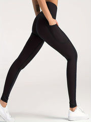 Sports Leggings Women's Plus Solid Pipping Wide Band Waist Skinny
