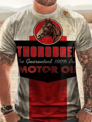 Men's Motor Letter Print T Shirt Crew Neck Tee for Summer