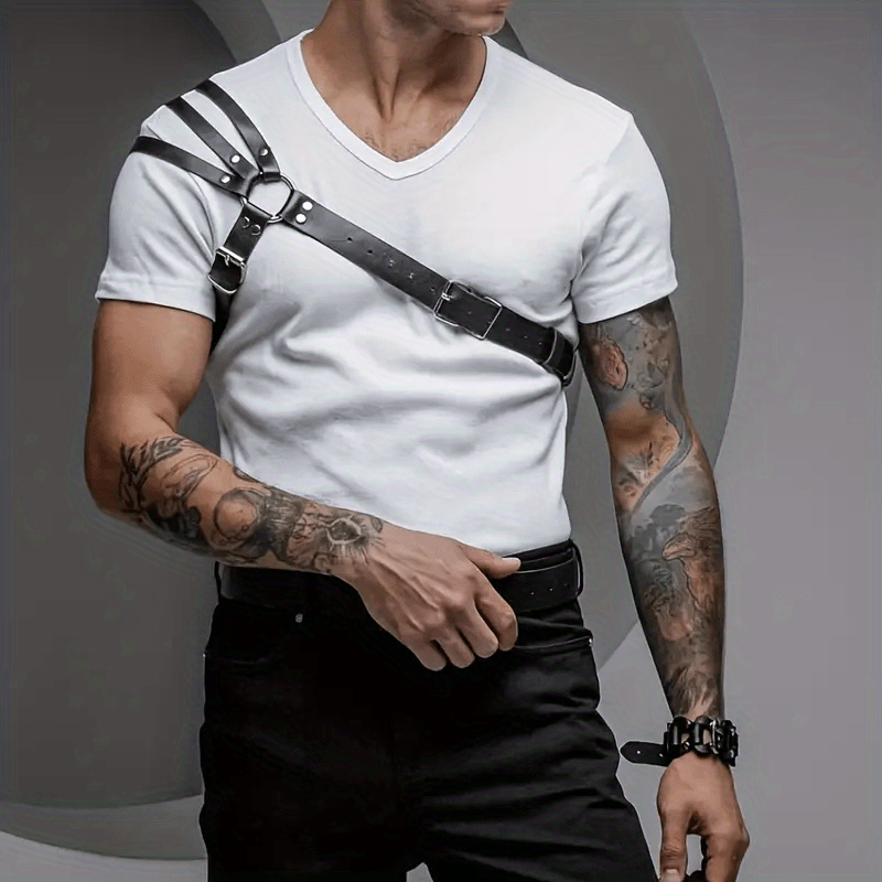Men's Leather Shoulder Strap PU Leather Suspenders