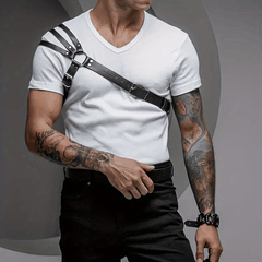 Men's Leather Shoulder Strap PU Leather Suspenders