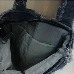 Vintage Denim Shoulder Bag for Women - Large Capacity Tote Handbag