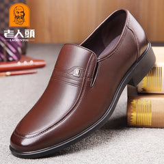 LAORENTOU Men's Leather Slip On Shoes Lightweight Non Slip Driving Shoes