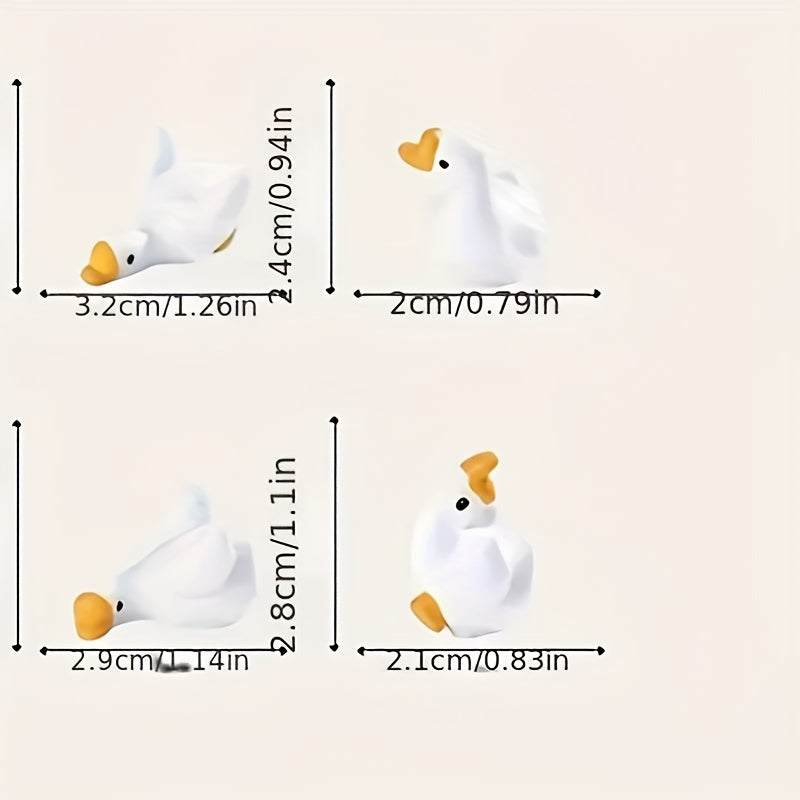 6pcs Resin Chubby Duck Car Decorations Mixed Colors Desktop Dashboard