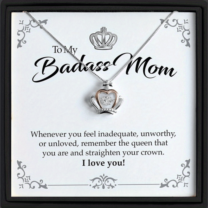 Crown Pendant Necklace Holiday Gift For Mom With Card