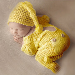 Baby Jumpsuit Photography Suit with Long-tailed Hat Set