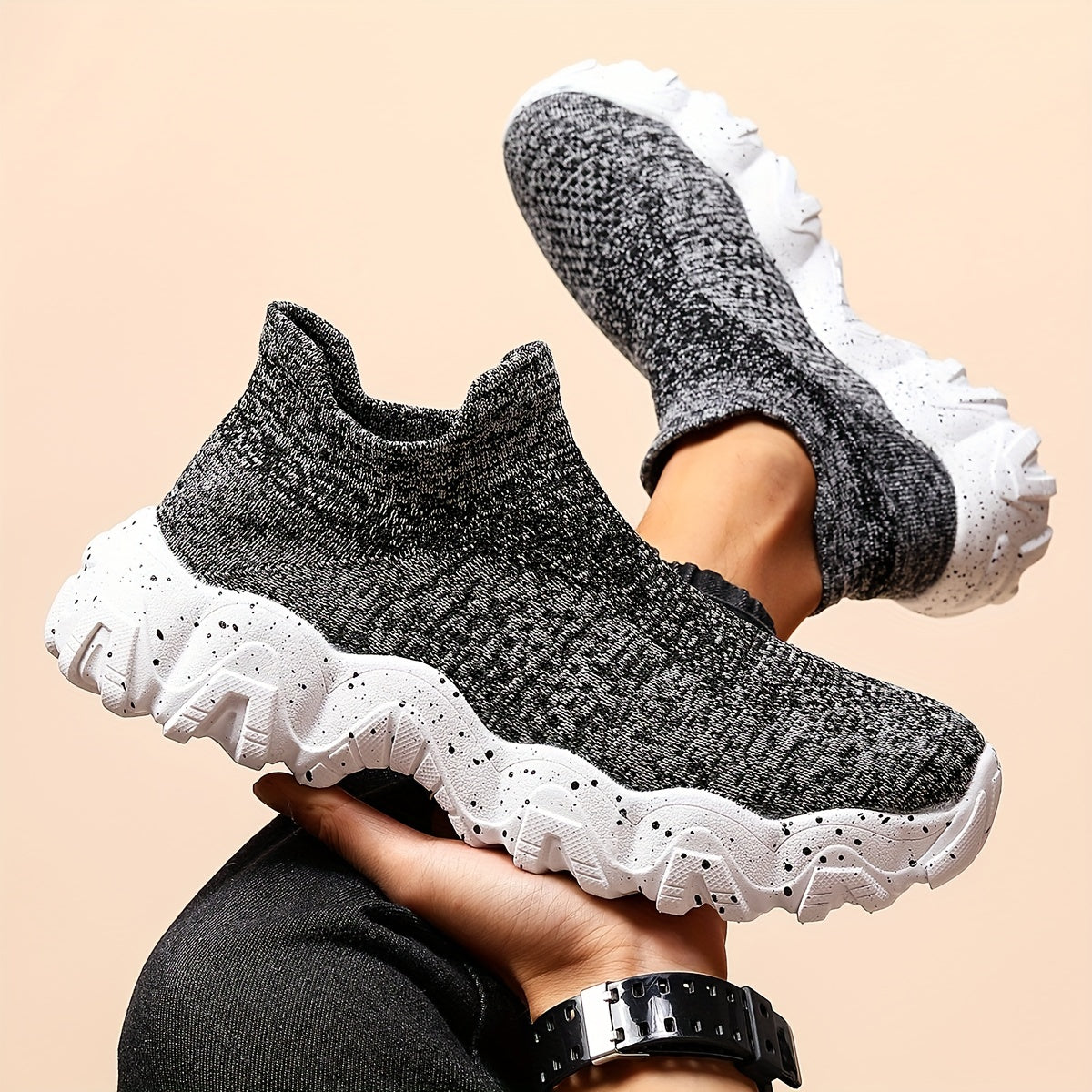Men's Plus Size Running Sneakers Breathable Slip On Shoes for Outdoor