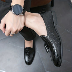 Men's Plaid Tassel Loafers Non Slip Casual Shoes