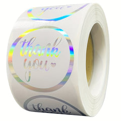 500pcs 2 Round Rainbow Laser Thank You Stickers Adhesive Label Stickers
