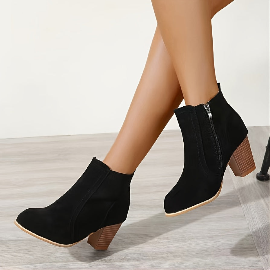 Women's Chunky Heel Ankle Boots High Heel Short Boots