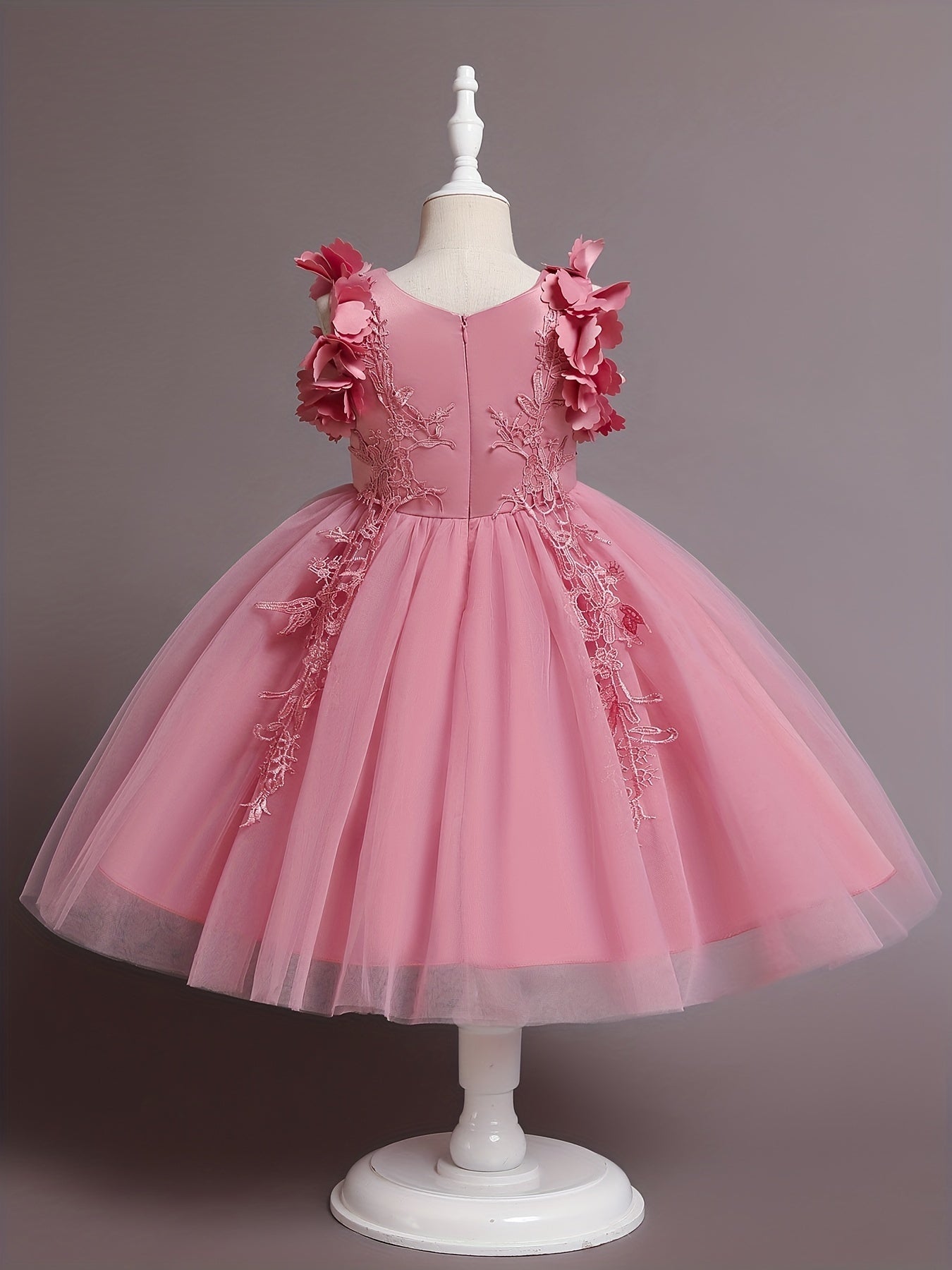 Flower Girl Lace Embroidery Dress Pageant Wedding Holiday Party Dresses