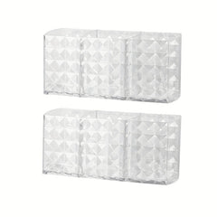 2pcs Transparent Makeup Storage Box 3-grid Multifunctional