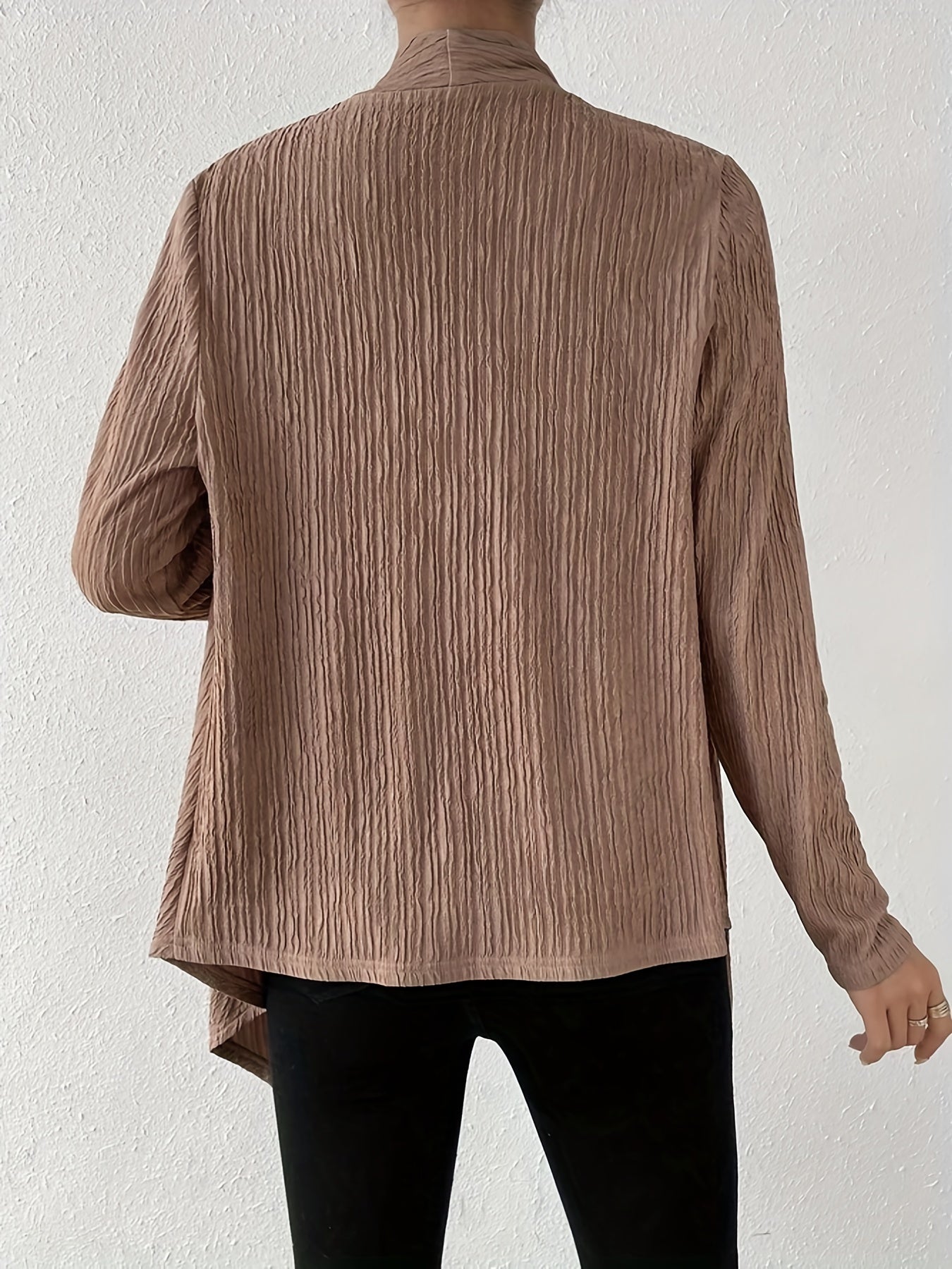 Solid Long Sleeve Open Front Cardigan
