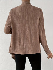 Solid Long Sleeve Open Front Cardigan