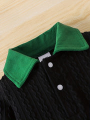 Baby's Polo Collar Long Sleeve Gentleman Style Jumpsuit