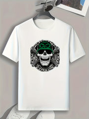 Skull Print Men's Graphic T-shirt for Summer