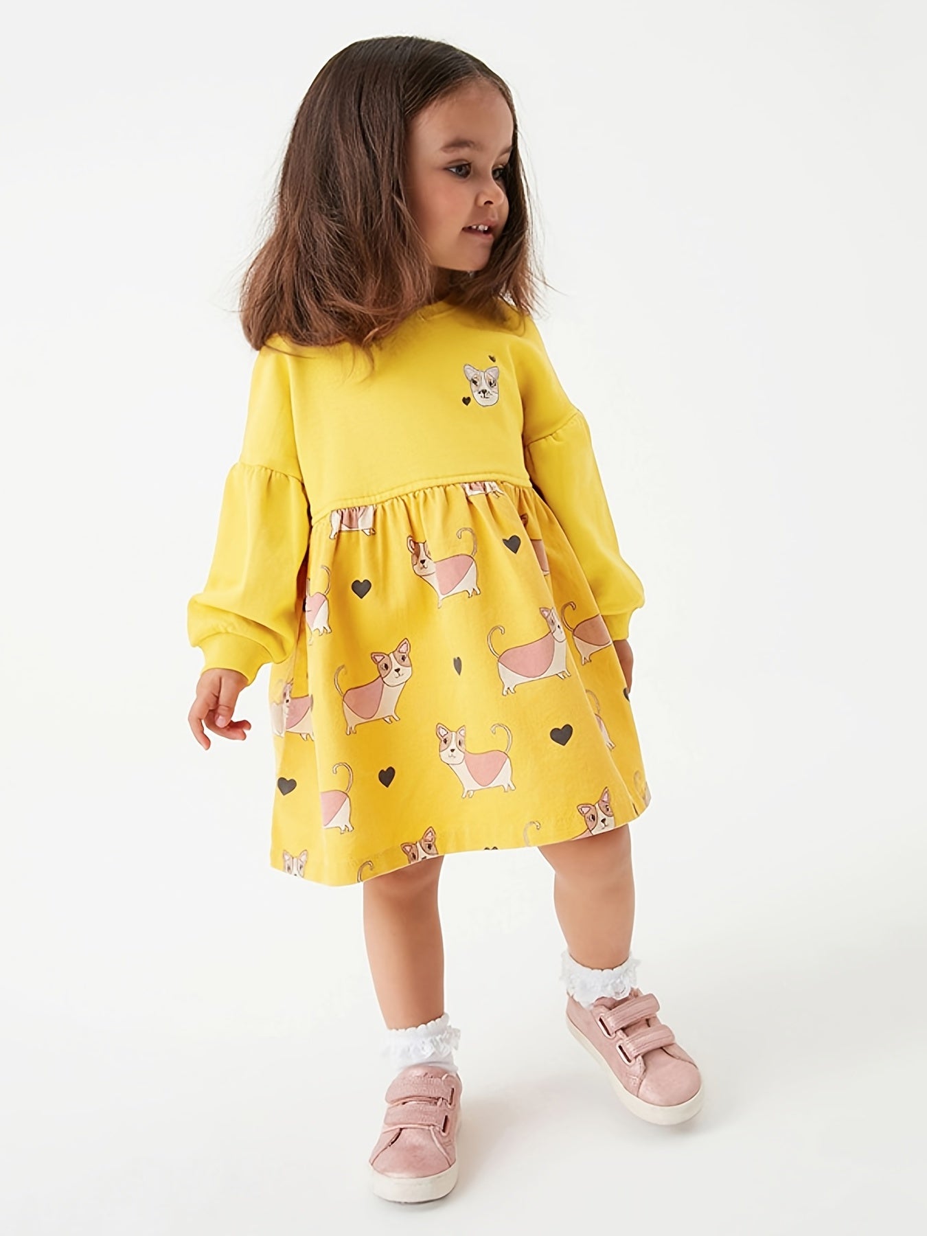 Toddler Girls' Dogs Graphic Long Sleeve Princess Dress