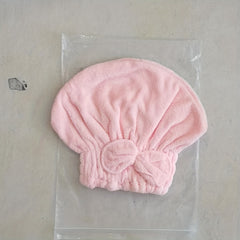 Bow Hair Drying Cap Coral Fleece Towel Women's Soft Absorbent Shower Cap