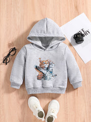 Cats Print Baby Boys Hooded Sweatshirt for Spring Fall