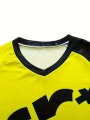 Men's Long Sleeve V Neck Motorcycle T-Shirt Quick Dry