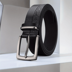 Men's Retro Flowers Pattern Buckle Belt Decorative Accessories