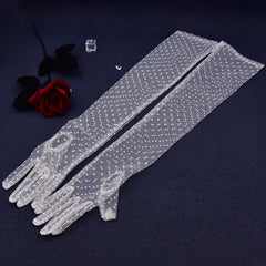 Vintage Style Ladies' Occasion Gloves Polka Dot Sheer Fabric