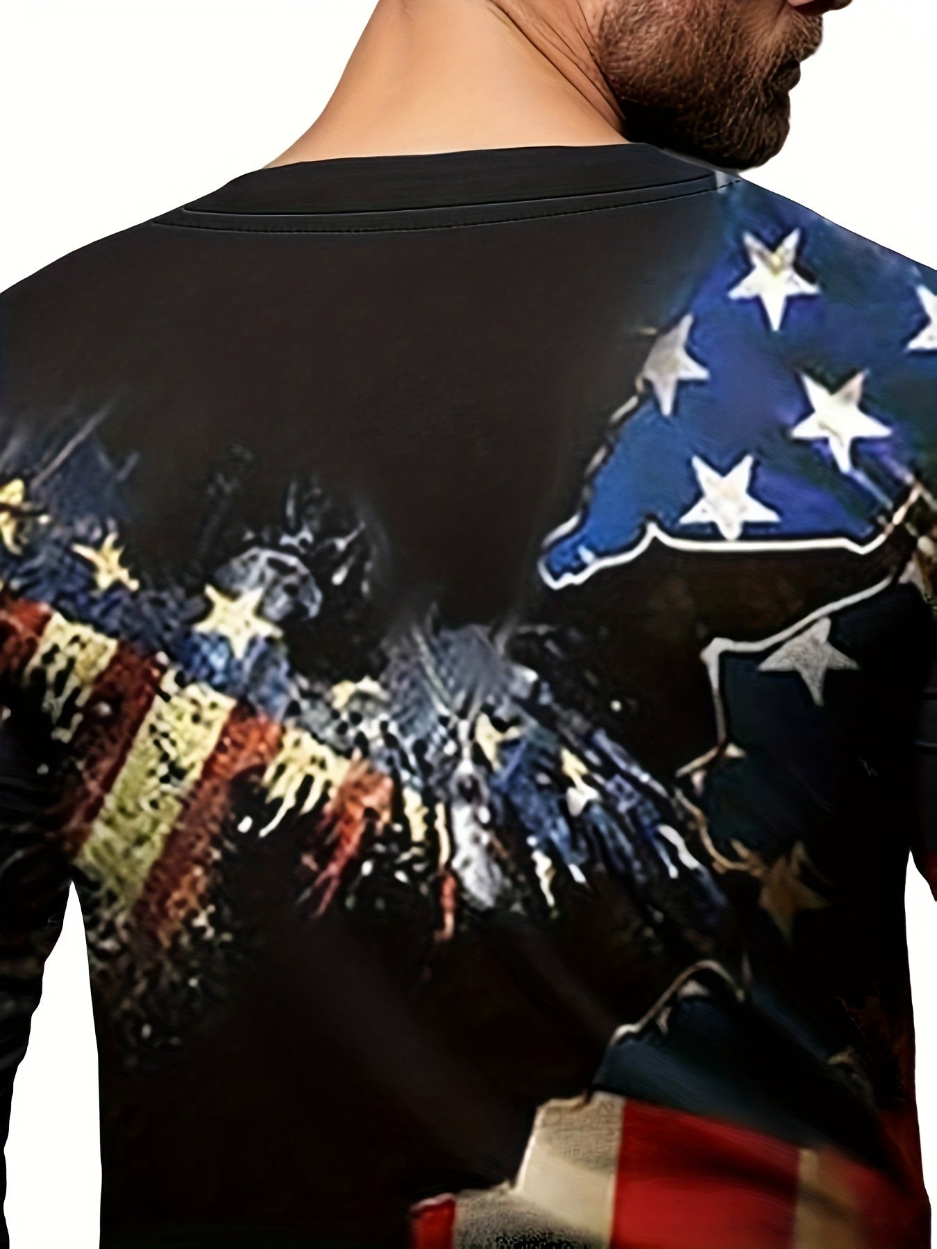 Eagle Print Men's Long Sleeve Tee For Autumn