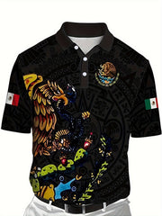 Eagle Snake Pattern Men's Casual Short Sleeve Shirt