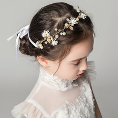 Golden Daisy Headband Hair Vine Ribbon Wedding Bridal Girls Women Headpiece