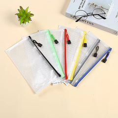 Grid Pencil Bag Zipper Storage Document Mask Receipt