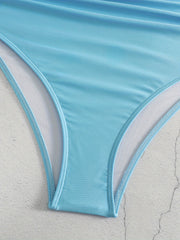Tropical Print Bikini Set: Cross Front Racer Back Bra & Panty