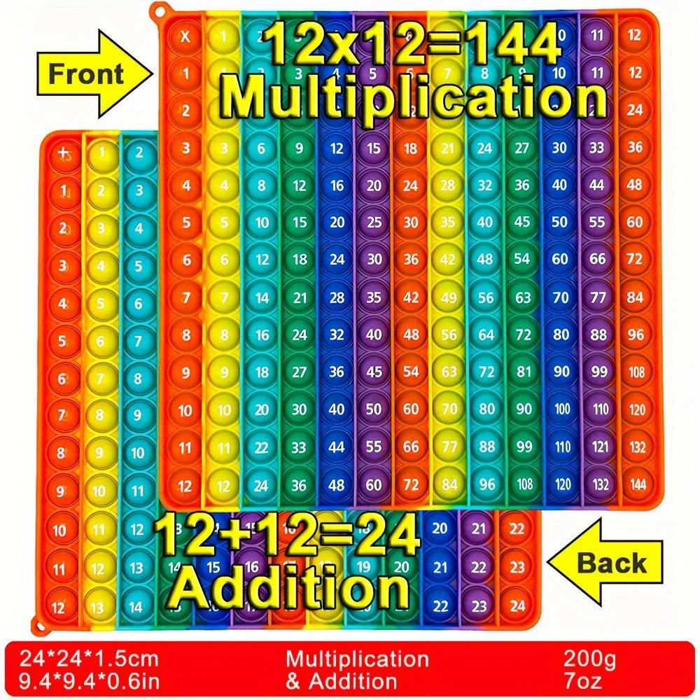Large Macaron Pop Bubble Fidget Toy 12x12 Multiplication, 12x12 Addition