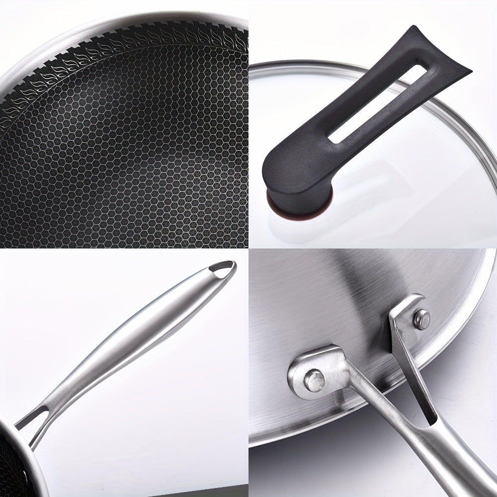 32cm Stainless Steel Wok with Honeycomb Coating