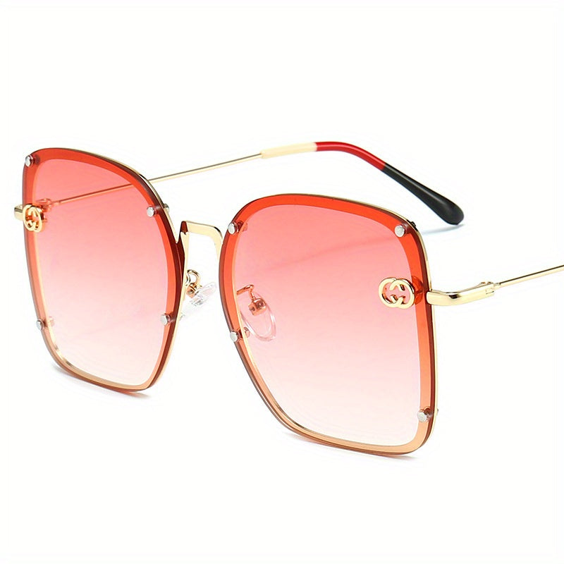 Unisex Square Sunglasses Rimless with Pouch
