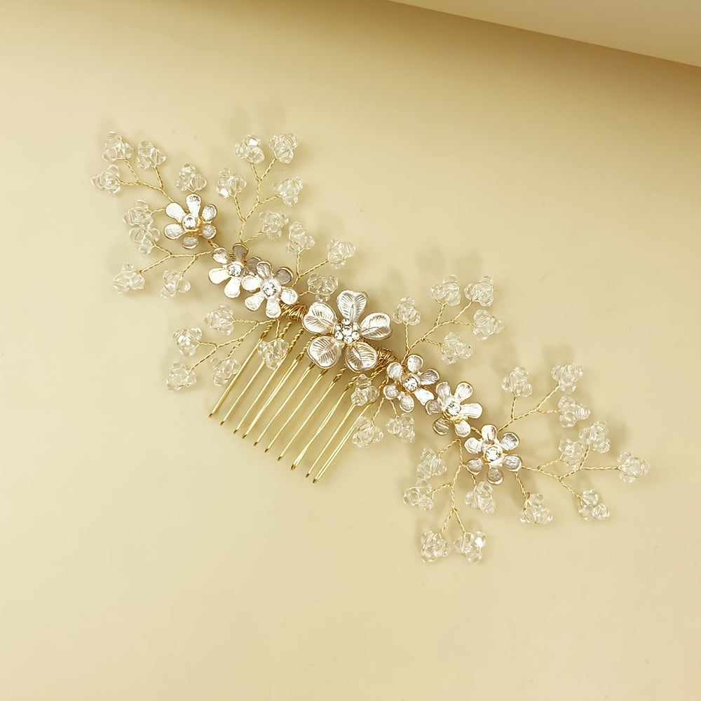 Crystal Floral Bridal Hair Comb Alloy Wedding Headpiece Accessory